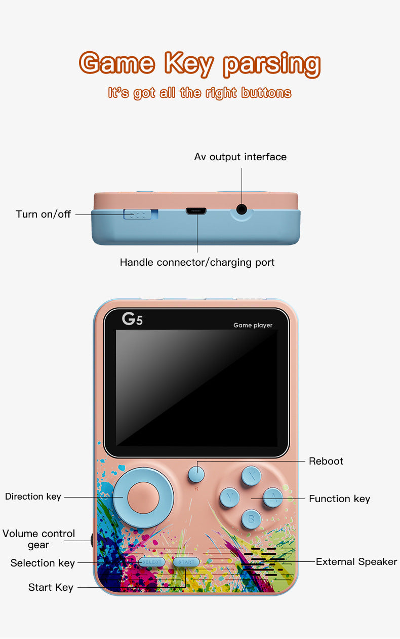 Portable Retro Mini Game Console,500-in-1 8-Bit Handheld Game Player,3-Inch Color HD LCD, AV Out for TV for Kids Adults Gift